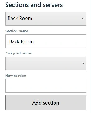 Actual restaurant manager controls for sections and server assignment